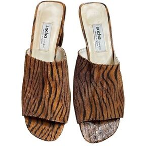 VINTAGE Sacha London Tiger Print Sandal Heels 8